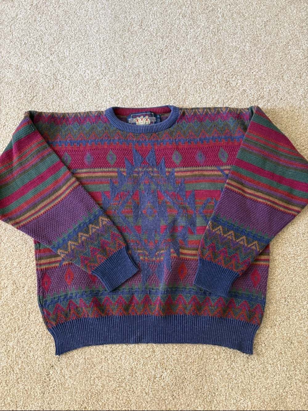 Ralph Lauren Multicolor Geometric Crewneck Sweater — Blue, Red, Green, Purple - Picture 2 of 8